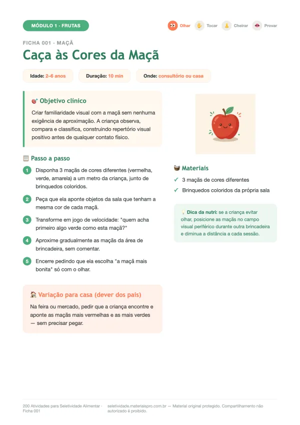 Ficha 001, Maçã, fase olhar: Caça às Cores da Maçã
