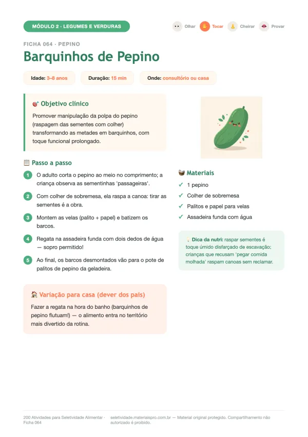 Ficha 064, Pepino, fase tocar: Barquinhos de Pepino