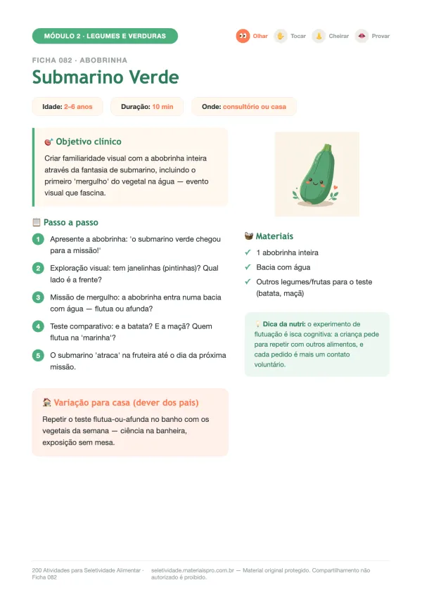 Ficha 082, Abobrinha, fase olhar: Submarino Verde