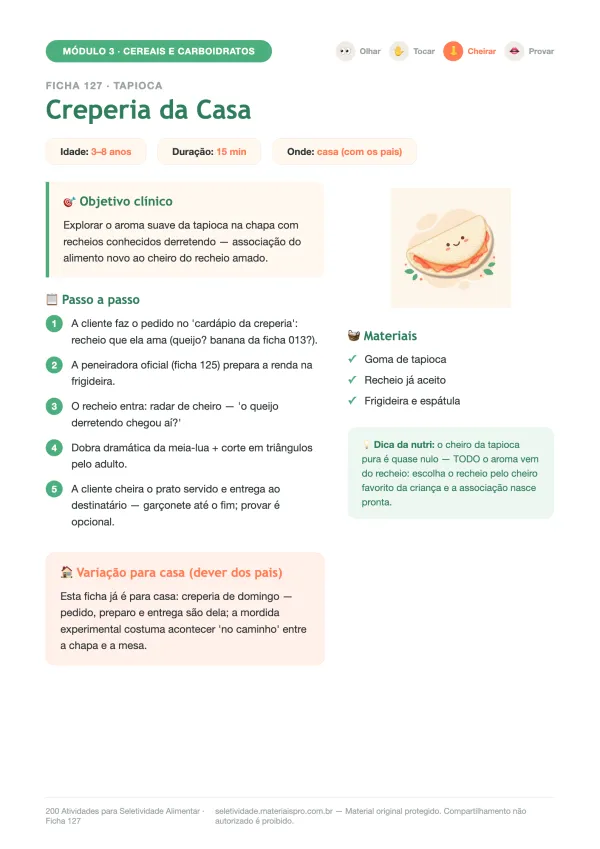 Ficha 127, Tapioca, fase cheirar: Creperia da Casa